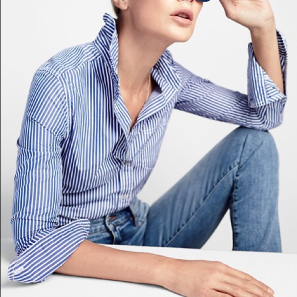 J. Crew | Blue and White Stripe Button Down Size M